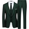 WULFUL Men’s Slim Fit Suit One Button 3-Piece Blazer Dress Business Wedding Party Jacket Vest & Pant(Dark Green)