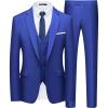 WULFUL Men’s Slim Fit Suit One Button 3-Piece Blazer Dress Business Wedding Party Jacket Vest & Pant(Royal Blue)