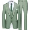 WULFUL Men’s Slim Fit Suit One Button 3-Piece Blazer Dress Business Wedding Party Jacket Vest & Pant(Sage Green-new)