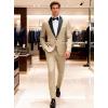 WULFUL Men’s 2 Piece Slim Fit Suit Set One Button Blazer Jacket Pants Tuxedo Set for Prom, Wedding and Business Light Brown