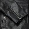 WULFUL Men’s Stand Collar Leather Jacket Motorcycle Lightweight Faux Leather Outwear