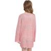 WULFUL Girl’s Crochet Long Sleeve Swimwear Cover Up Summer Beach Dress Swimsuit(Pink)