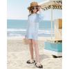 WULFUL Girl’s Crochet Long Sleeve Swimwear Cover Up Summer Beach Dress Swimsuit(Blue)
