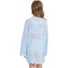WULFUL Girl’s Crochet Long Sleeve Swimwear Cover Up Summer Beach Dress Swimsuit(Blue)