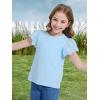 WULFUL Girls Shirts Fashion Cotton Summer Short Sleeve Tops Casual T-Shirts 4-15 Years Old(Light Blue)