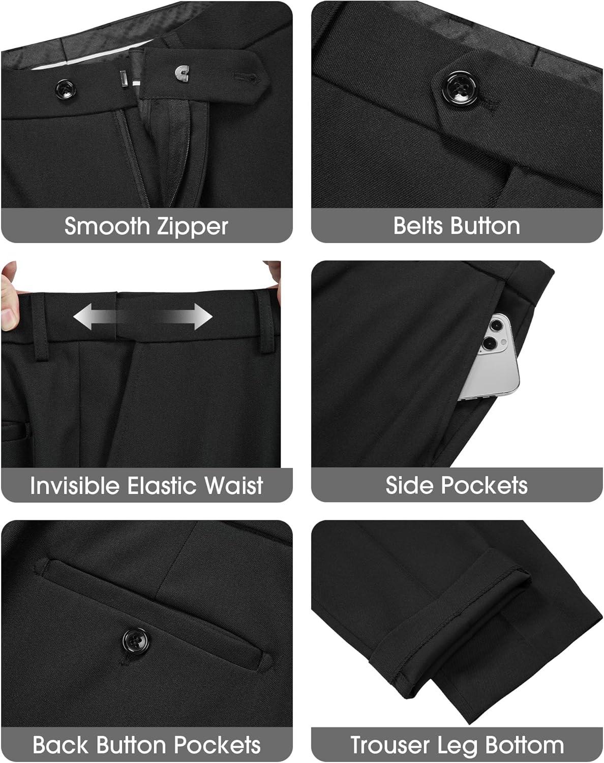 imageWULFUL Mens Slim Fit 3 Piece Suits Two Button Blazer Vest amp Pants Tuxedo Set for Business Wedding PartyBlack