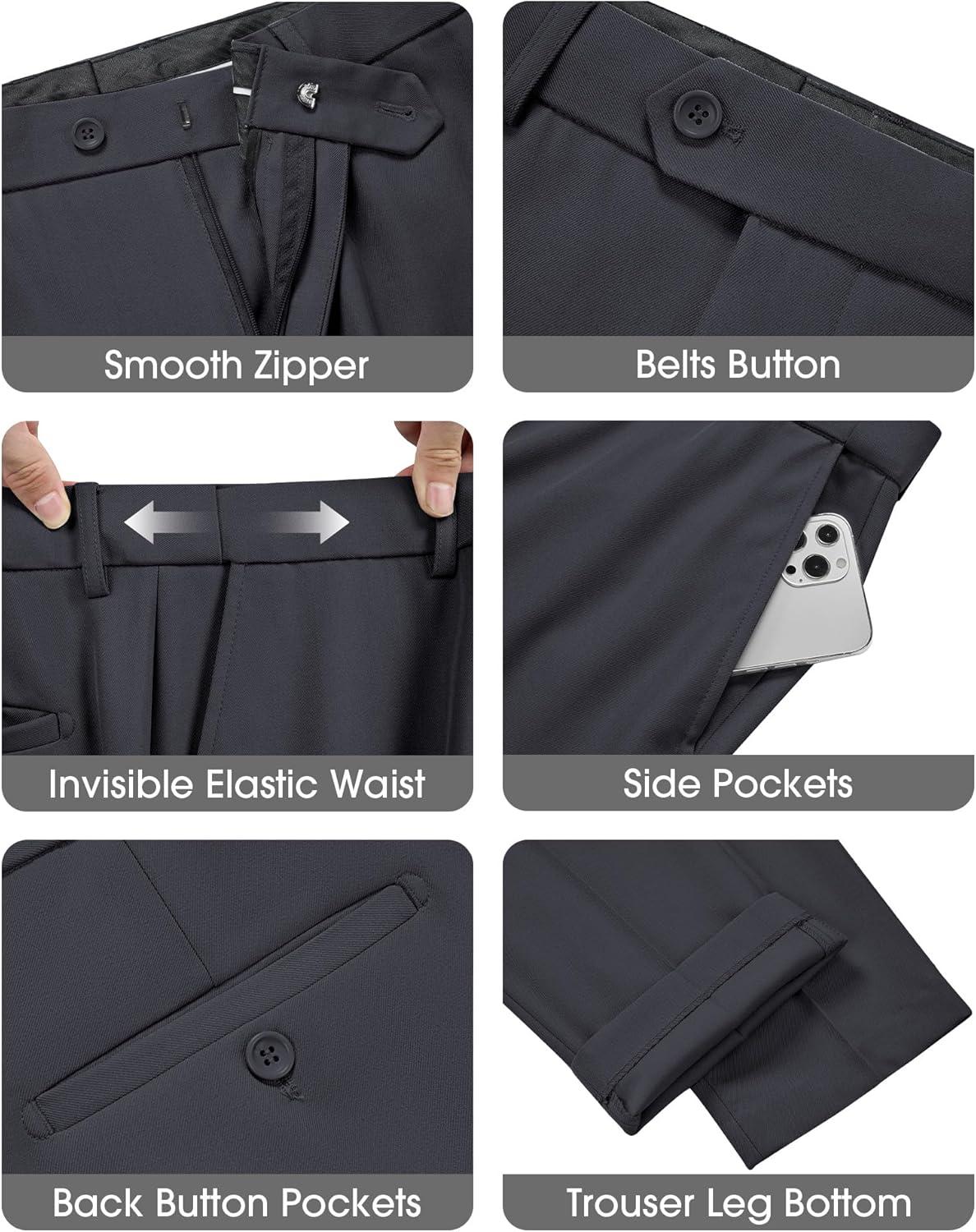 imageWULFUL Mens Slim Fit 3 Piece Suits Two Button Blazer Vest amp Pants Tuxedo Set for Business Wedding PartyDark Grey