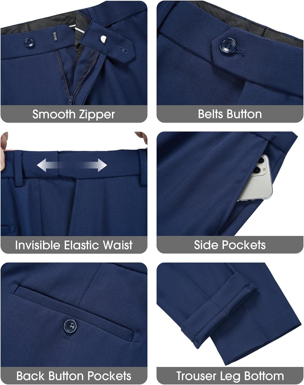 imageWULFUL Mens Slim Fit 3 Piece Suits Two Button Blazer Vest amp Pants Tuxedo Set for Business Wedding PartyNavy