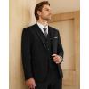 WULFUL Men’s Slim Fit 3 Piece Suits Two Button Blazer Vest & Pants Tuxedo Set for Business Wedding Party(Black)