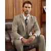 WULFUL Men’s Slim Fit 3 Piece Suits Two Button Blazer Vest & Pants Tuxedo Set for Business Wedding Party(Champagne)