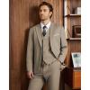 WULFUL Men’s Slim Fit 3 Piece Suits Two Button Blazer Vest & Pants Tuxedo Set for Business Wedding Party(Champagne)