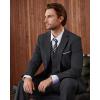 WULFUL Men’s Slim Fit 3 Piece Suits Two Button Blazer Vest & Pants Tuxedo Set for Business Wedding Party(Dark Grey)