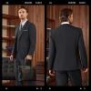 WULFUL Men’s Slim Fit 3 Piece Suits Two Button Blazer Vest & Pants Tuxedo Set for Business Wedding Party(Dark Grey)