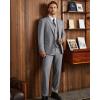 WULFUL Men’s Slim Fit 3 Piece Suits Two Button Blazer Vest & Pants Tuxedo Set for Business Wedding Party(Light Gray)