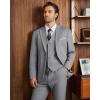 WULFUL Men’s Slim Fit 3 Piece Suits Two Button Blazer Vest & Pants Tuxedo Set for Business Wedding Party(Light Gray)