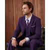 WULFUL Men’s Slim Fit 3 Piece Suits Two Button Blazer Vest & Pants Tuxedo Set for Business Wedding Party(Purple)
