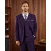WULFUL Men’s Slim Fit 3 Piece Suits Two Button Blazer Vest & Pants Tuxedo Set for Business Wedding Party(Purple)
