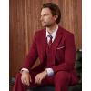 WULFUL Men’s Slim Fit 3 Piece Suits Two Button Blazer Vest & Pants Tuxedo Set for Business Wedding Party(Red)
