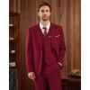 WULFUL Men’s Slim Fit 3 Piece Suits Two Button Blazer Vest & Pants Tuxedo Set for Business Wedding Party(Red)