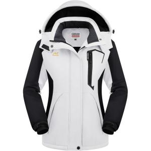 WULFUL Women’s Waterproof Snow Ski Jacket Mountain Windproof Winter Coat with Detachable Hood