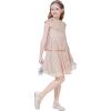 WULFUL Girls Sequin Dress Sparkly Party A-line Flutter Neckline Dual-Layer Holiday Prom Formal Dresses 5-12Y(Champagne)