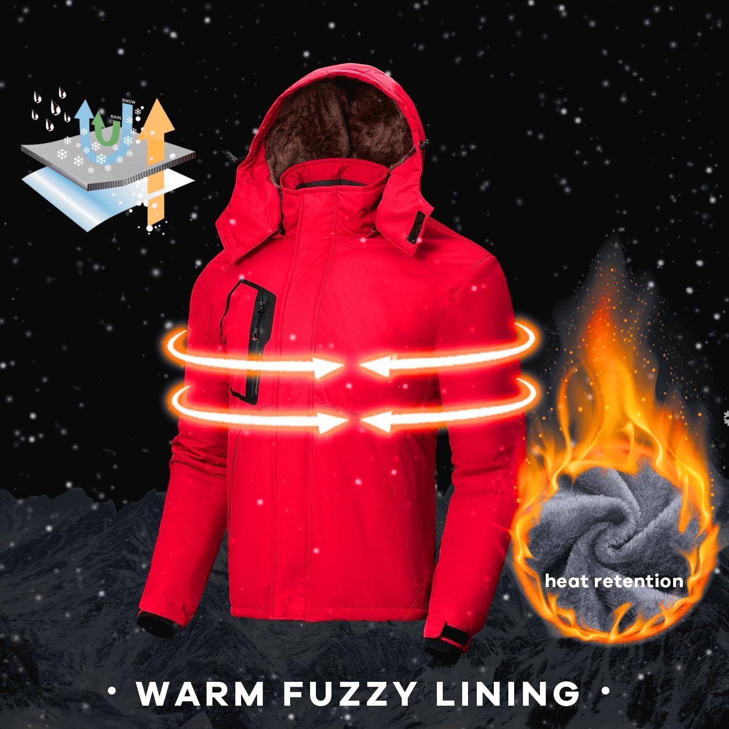 imageWULFUL Mens Waterproof Ski Jacket Warm Winter Snow Coat Mountain Windbreaker