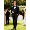 WULFUL Men’s 3 Piece Suits Slim Fit Tuxedo Suit Set One Button Shawl Lapel Blazer Jacket Vest Pants Set for Prom, Business(Black-notch Lapel)