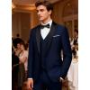WULFUL Men’s 3 Piece Suits Slim Fit Tuxedo Suit Set One Button Shawl Lapel Blazer Jacket Vest Pants Set for Prom, Business(Navy-notch Lapel)