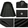 WULFUL Men Wool Trench Coat Slim Fit Winter Coat(Black(0040))