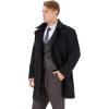 WULFUL Men Wool Trench Coat Slim Fit Winter Coat(Black(0040))