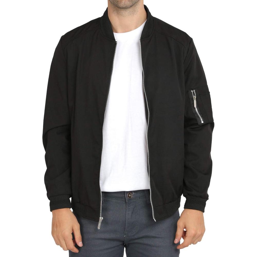 imageWULFUL Mens Lightweight Jackets Casual Windbreaker Stylish Light Golf Work Dress BusinessBlac