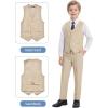 WULFUL Boys Suits 5-Pieces Formal Slim Fit Tuxedo Suit Set,Teen Suits for Wedding Ring Bearer Church Outfit(Light Khaki)