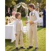 WULFUL Boys Suits 5-Pieces Formal Slim Fit Tuxedo Suit Set,Teen Suits for Wedding Ring Bearer Church Outfit(Light Khaki)