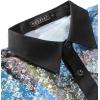 WULFUL Men’s Disco Shirt Short Sleeve Dress Shirts Sequins 70s Party Costume Button Down Shirts