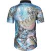 WULFUL Men’s Disco Shirt Short Sleeve Dress Shirts Sequins 70s Party Costume Button Down Shirts