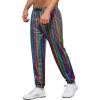 WULFUL Mens Metallic 70s Disco Costume Sequin Party Jogger Pants(Multicoloured)