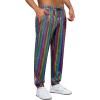 WULFUL Mens Metallic 70s Disco Costume Sequin Party Jogger Pants(Multicoloured)