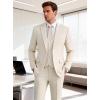 WULFUL Mens Suit 3 Piece Slim Fit Suits for Men One Button Blazer Jacket Pants Tuxedo Suit Set for Prom, Wedding and Business(Beige)