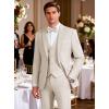WULFUL Mens Suit 3 Piece Slim Fit Suits for Men One Button Blazer Jacket Pants Tuxedo Suit Set for Prom, Wedding and Business(Beige)