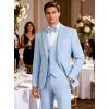 WULFUL Mens Suit 3 Piece Slim Fit Suits for Men One Button Blazer Jacket Pants Tuxedo Suit Set for Prom, Wedding and Business(Light Blue)