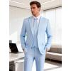 WULFUL Mens Suit 3 Piece Slim Fit Suits for Men One Button Blazer Jacket Pants Tuxedo Suit Set for Prom, Wedding and Business(Light Blue)