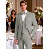 WULFUL Mens Suit 3 Piece Slim Fit Suits for Men One Button Blazer Jacket Pants Tuxedo Suit Set for Prom, Wedding and Business(Light Grey)