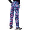WULFUL Women’s Waterproof Windproof Hiking Ski Snow Pants Fleece Lined Softshell Insulated Winter Pants(Blue Camo)