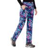 WULFUL Women’s Waterproof Windproof Hiking Ski Snow Pants Fleece Lined Softshell Insulated Winter Pants(Blue Camo)