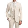 WULFUL Mens Suit 3 Piece Slim Fit Suits for Men One Button Blazer Jacket Pants Tuxedo Suit Set for Prom, Wedding and Business(Beige)