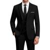 WULFUL Mens Suit 3 Piece Slim Fit Suits for Men One Button Blazer Jacket Pants Tuxedo Suit Set for Prom, Wedding and Business(Black)