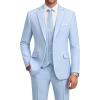 WULFUL Mens Suit 3 Piece Slim Fit Suits for Men One Button Blazer Jacket Pants Tuxedo Suit Set for Prom, Wedding and Business(Light Blue)