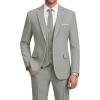 WULFUL Mens Suit 3 Piece Slim Fit Suits for Men One Button Blazer Jacket Pants Tuxedo Suit Set for Prom, Wedding and Business(Light Grey)