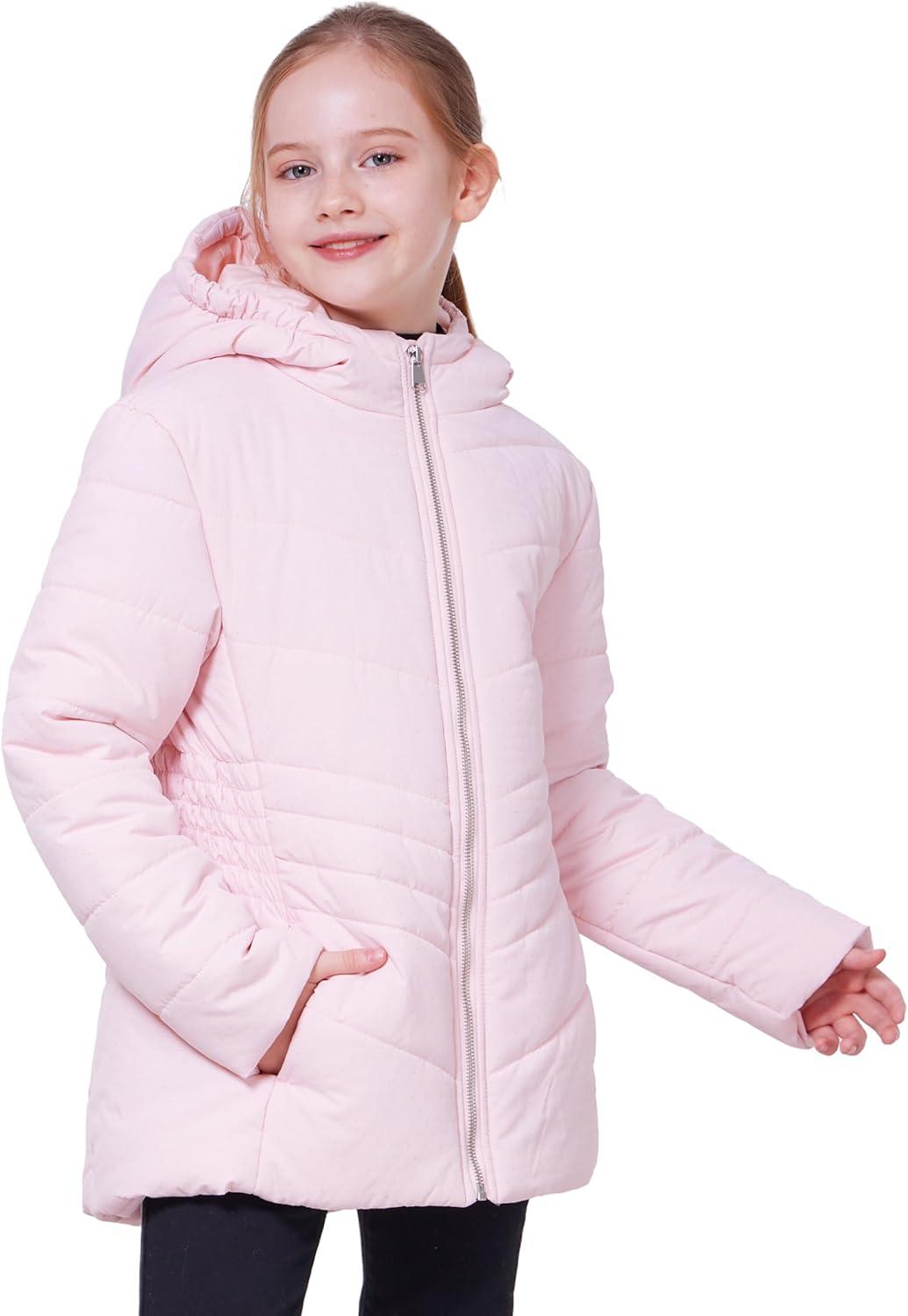 imageWULFUL Girls Winter Waterproof Coat Warm Hooded Parka Jacket LongPink