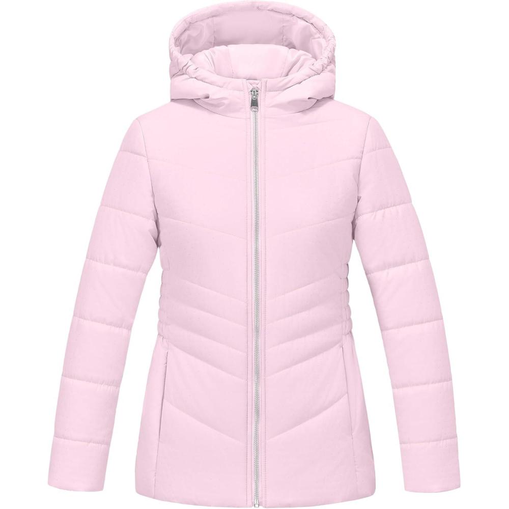 imageWULFUL Girls Winter Waterproof Coat Warm Hooded Parka Jacket LongPink